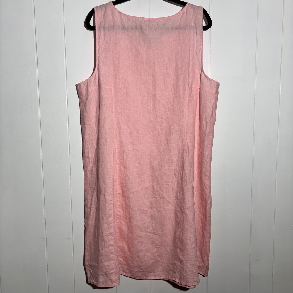 J.Jill Love Linen Pink V-Neck Sleeveless Shift Tank Midi Dress XL Minimalist - Picture 2 of 10